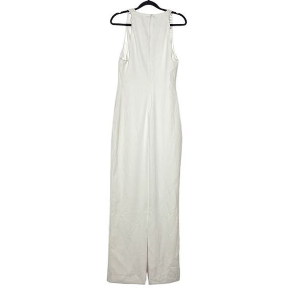 House of CB Ivory Off White Plunge Neck Eleanora Maxi Dress Small tags with flaw - Picture 3 of 13